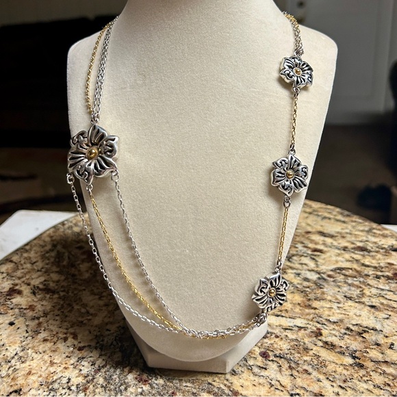 Brighton • Shadow Garden • Flower • Gold/Silver • Triple Strand Chain • Necklace - Picture 4 of 16